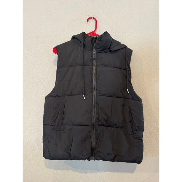 Women's Size Medium Zip Up Hooded Puffer Vest Size Medium Black - Picture 1 of 7